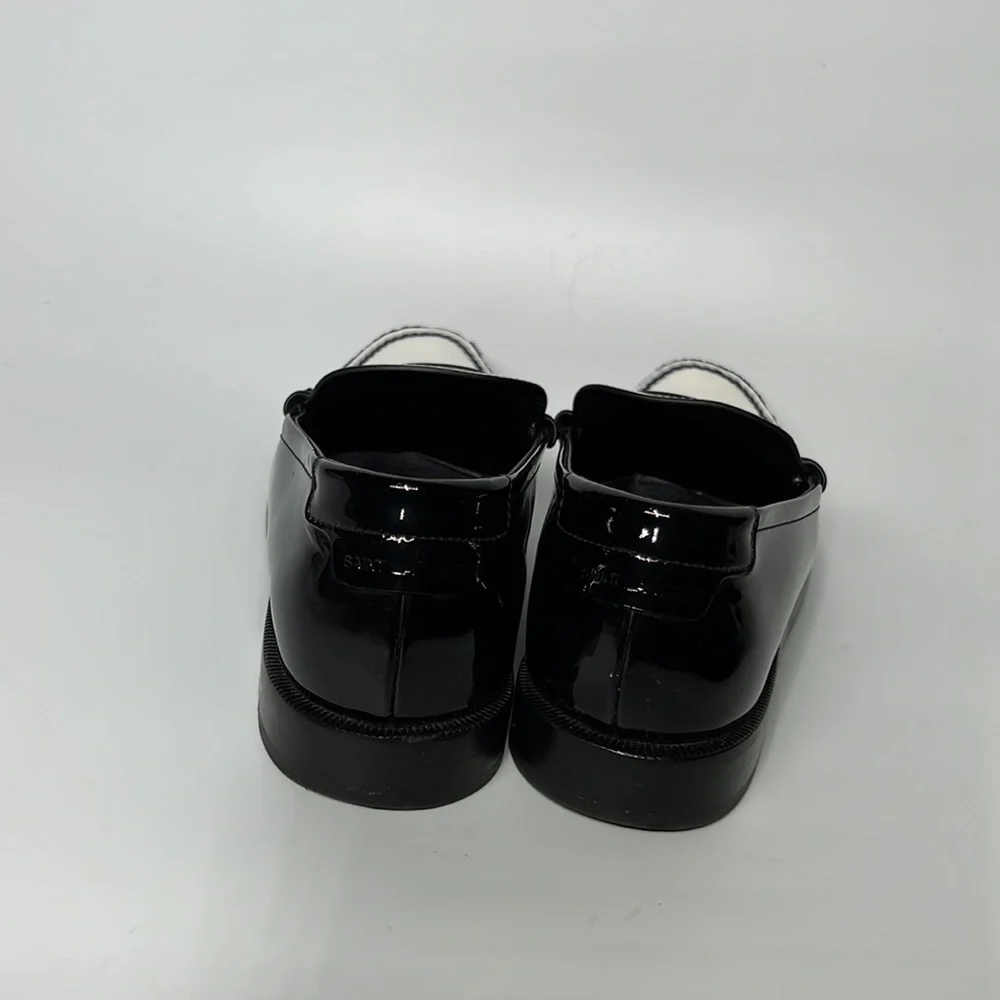 ❌SOLD❌ Saint Laurent Le Loafer Flats in Nero & Blanc Optique 38 - Picture 7 of 10